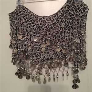 Animal Print Belly Dance Zumba Skirt Gray Black